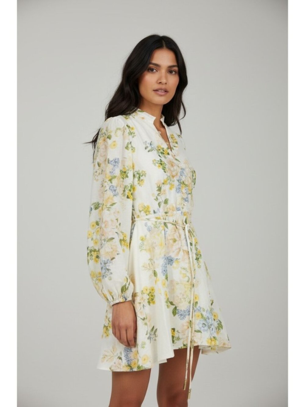 Ever New Melbourne Mini Dress Size 4 Ivory Floral Boho Cottagecore Prairie AS-IS